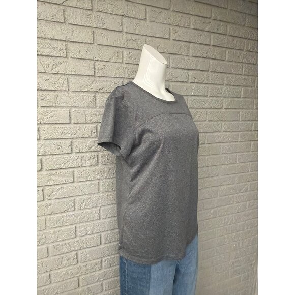 Danskin Women’s Gray Cut-Out Back Short Sleeve Top Size L 12-14 - Picture 4 of 5